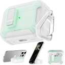 RFUNGUANGO AirPods Pro 3 Case, Compatible with Apple AirPods Pro 3rd Generation(2025) Protective Case with Phone Holder & Cleaning Kit, Magnetic Automatic Lock, Compatible with Magsafe, Mint Green