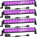Onforu 4 Pack 42W LED Black Lights, Blacklight Bars with Plug and Switch, Glow in The Dark Party Supplies for Halloween Decorations, Bedroom, Body Paint, Stage Lighting, Poster, Black
