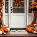 Fall Door Mat Pumpkin Welcome Home Sweet Mat 27.6"  16.5" with Non Slip Rubber Backing for Autumn Thanksgiving Home Entrance Kitchen Door Decoration(Welcome)