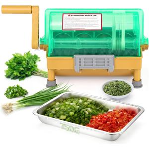 Moongiantgo Commercial Hand Scallion Cutter Green Onion Chopper Shredder Slicer, Stainless Steel Blade, Make 3MM Chopped Scallions/Green Onions/Spring Onions/Leeks/Cilantro/Garlic (Hand Crank)