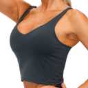 THE GYM PEOPLE Womens' Sports Bra Longline Wirefree Padded with Medium Support (Large, Charcoal Grey)
