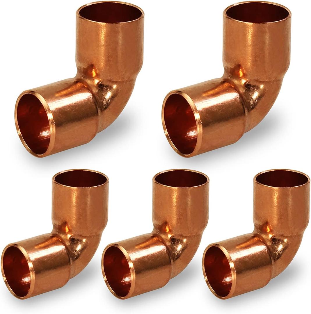 SUPPLYGIANT DDMO0034-5 90 degrees Short Turn Sweat Elbow Copper Fittings, 3/4