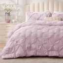 BEDELITE Light Purple Queen Comforter Set - 3 Pieces Boho Pintuck Bedding Comforter Sets, Lightweight Soft & Warm Bed Comforter Queen with 2 Pillowcases for All Season (Queen(88"x88"))