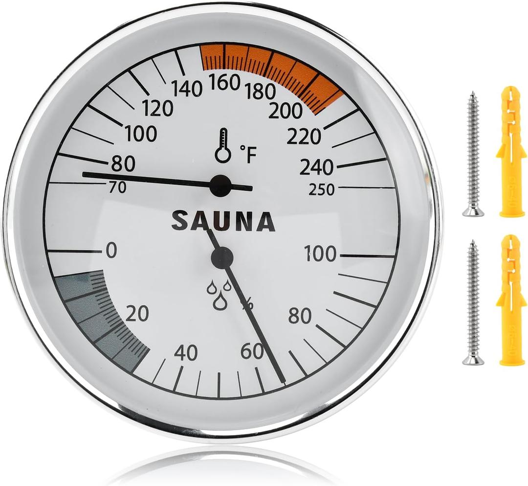 Sauna Thermometer and Hygrometer, 2 in 1 Hanging Sauna Temperature Gauge, Precise Temperature & Humidity Gauge for Sauna Roomsk Indoor Humidity, Temperature Range 70-250F, Humidity Range 0-100%