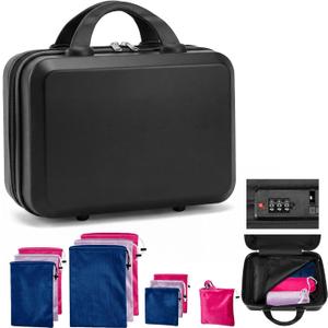 Adult Game Toy Storage Organizer Case and 9 Pcs Toy Storage Bags, Reusable Organizer Case Lock Box for Women and Men, 3 Sized Bag for Home(Medium,Regular Style,Stylish Color)