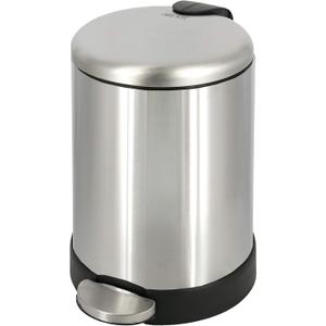 Glad Small Trash Can, 1.2 Gallon | Round Stainless Steel Garbage Bin with Soft Close Lid & Step Foot Pedal | Metal Waste Basket with Removable Inner Bucket, Stainless, 8 x 9.5 x 12 inches
