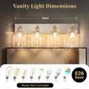 OCIOC 4-Light Nickel Bathroom Vanity Light Over Mirror, Brushed Nickel Bathroom Wall Lights with Glass Shades, Indoor Wall Mounted Lamp for Living Room Bedroom Hallway