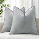 decorUhome Summer Couch Euro Sham Throw Pillow Covers 24x24 Set of 2, Decorative Soft Velvet Modern Cozy Chenille Pillow Cases with Elegant Design for Sofa Bed Living Room Home Decor, Ultimate Gray