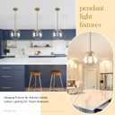 Bagood 10 Inch Globe Pendant Light Gold Mid Century Pendant Light Adjustable Hanging Light Fixture Globe Pendant Lights Kitchen Island Clear Glass with Brass Finish for Dining Room