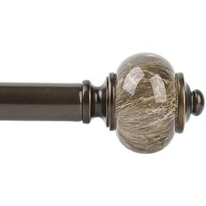 KAMANINA 1 Inch Curtain Rods for Windows 66 to 120 Inches Bronze Heavy Duty Curtain 32 to 120 (2.6-10ft), Adjustable Long Drapery Rods with Marbled Finials
