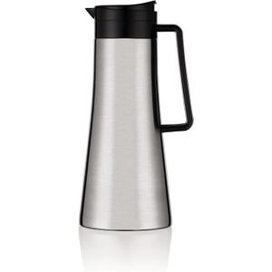 Bodum 37oz Bistro Double-Wall Vacuum Insulated Thermo Jug, Black Plastic Handle and Lid, Brushed Stainless Steel