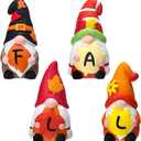 4 Pcs Fall Ceramic Gnomes Decorations for Home 4'' Thanksgiving Decor Welcome Fall Sign Gnomes Figurines Autumn Tabletop Sculpture Table Centerpiece for Home Housewarming Gifts