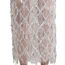 MakeMeChic Women's Sequin Midi Skirts Sheer Fringe Glitter Sparkly Party Club Cover Up Pencil Skirts (X-Large, White)
