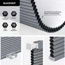 LazBlinds Cordless Cellular Shades, No Tools No Drill Blackout Honeycomb Shades Pleated Blinds for Windows, 36'' W x 48'' H, Dark Grey