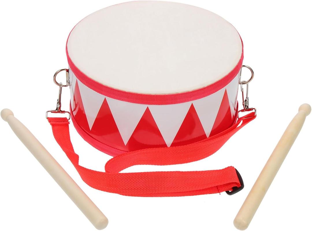Kids Drum Set, 8 inch Wooden Toy Drum Set or Toddlers with 2 Drumsticks Percussion Musical Instrument Drum Set for Boys Girls