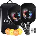 Niupipo Pickleball Paddles Set of 2/4/1, USAPA Approved Graphite Carbon Fiber Pickleball Rackets, Polypropylene Honeycomb Core, Cushion 4.72In Grip, Bag/Cover, Pickle Ball Paddle Set for Men Women (black)