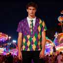 Mens 4th of July Hawaiian T-Shirt,American Flag Tie Dye Shirts,Mardi Gras St Patricks Day Hawaiian T-Shirt (L)