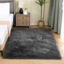 Latepis 4x6 Shag Dark Grey Faux Fur Sheepskin Rug Bedside Plush Rugs Washable Fluffy Rug for Bedroom Dorm Luxury Home Décor, Rectangle