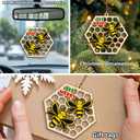 Bee Ornament for Christmas Tree, Honeycomb Xmas Hanging Ornaments, Animal Insect Bumblebee Decor, Beekeeper Gifts, Gift for Bees Lovers, Girls, Women, Kids, Friends, Honey Bees Keepsake, Bee Merry