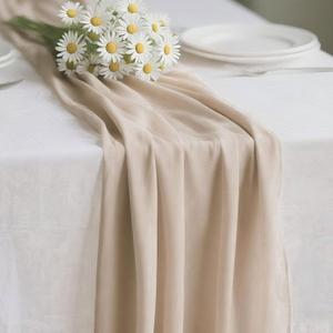 Sand Cheesecloth Table Runner 10ft Boho Gauze Table Runner for Bridal Wedding 35x120 Inches Rustic Cheese Cloth Runner for Baby Shower Valentines Party Decorations