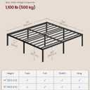 VASAGLE King Metal Bed Frame, 18 Inches Tall, 1100 lb Weight Capacity