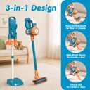 3-in-1 Kids Vacuum that Really Works, Toddler Toy Vacuum Cleaning Set with Working Suction, Realistic Pretend Play Gift for Boys and Girls Ages 3+ (Blue)