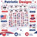 3 x 4th of July Temporary Tattoos for Kids Adults, 128+ PCS Patriotic Waterproof Fake Tattoos with American Flag Eagle Fireworks Designs, Independence Day Party Favors Supplies for USA Memorial Day Parade