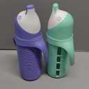 Set of 2 - Glass Sippy Cup for Toddlers - The Luca | Mint Green & Indigo Purple | Spill-Proof | Silicone Straw | 8 oz | Liquids Never Touch Plastic | Removable Handles