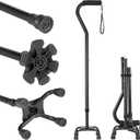 Adjustable Walking Cane for Women  Men with 4-Pronged Base for Extra Stability, Foam Padded Offset Handle for Soft Grip, Foldable Cane for Seniors for Stability with 3 Different Cane Tips