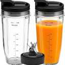 Replacement 24oz Blender Cups with Lid for Ninja, 7 Fins Extractor Blade Compatible with Nutri Auto iQ BN401 BN751 BN801 BL642 BL456 BL480 Foodi SS401 SS101 NN100 NN210 NN102 BL2012