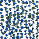 MARTINE MALL Flower Garland Rose Vines, 5 Strands 41Ft Flowers Vines for Bedroom, Rose Flower Garland Decoration, Sapphire Rose Floral Garland for Room Table Birthday Wedding Party Garden Wall Decor