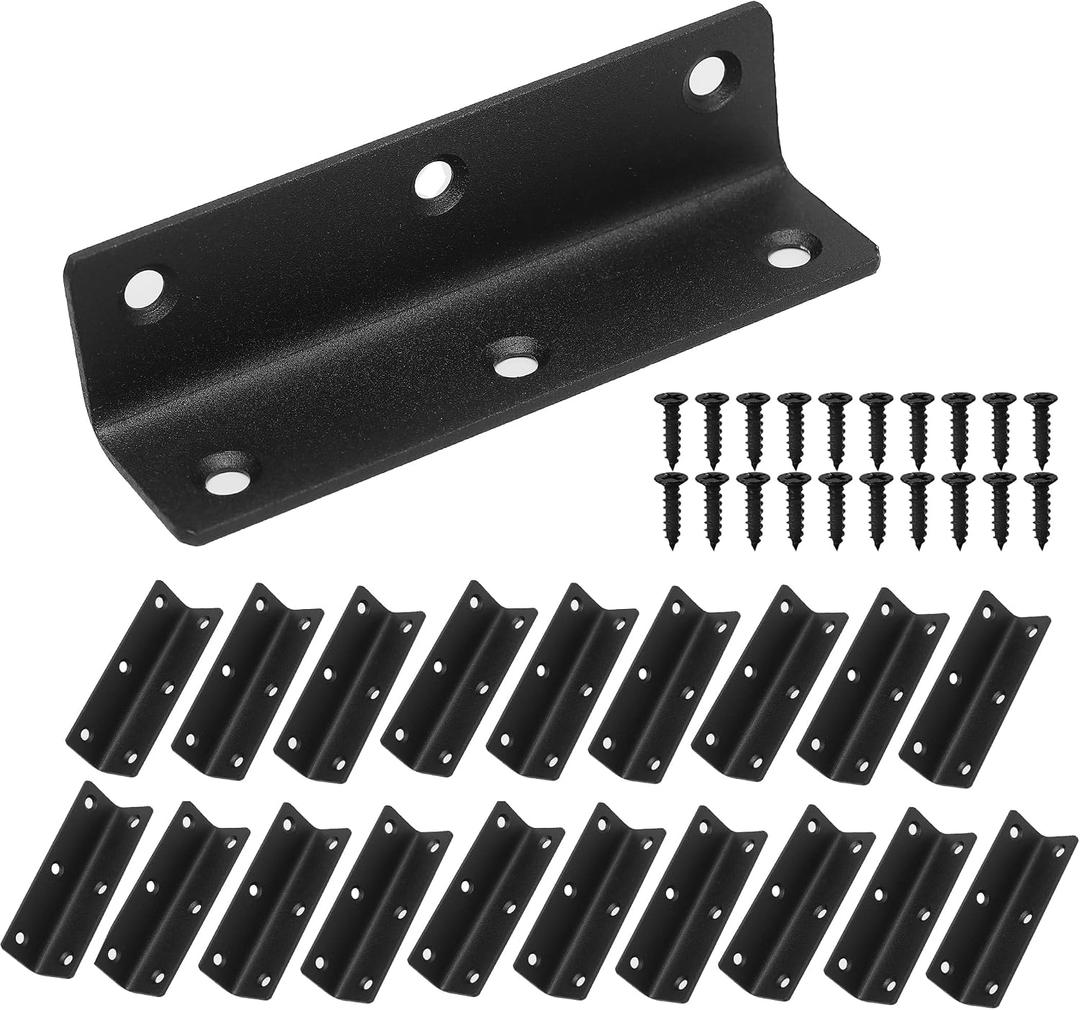 L Bracket, Heavy Duty Corner Brace, 20 Pack 4" Metal Shelf Bracket Angle Bracket for Shelves, Black L Brackets for Wood,100mm Overall Length