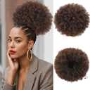 Extra Large Afro Puff Drawstring Ponytail Extension for Black Women, Brown Afro Ponytail Synthetic Hair Puffs,Clip On Kinky Drawstring Curly Ponytail Bun(Extra Large, 2-33#)