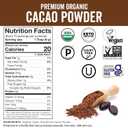 Organic Cacao Powder, Unsweetened, 1 lb (454 g) Rich Dark Chocolate Flavor, Perfect for Baking, Smoothies & Hot Chocolate Vegan, Keto, Paleo, Non-GMO & Gluten-Free Cocoa Powder