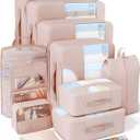 Veken 10 Set Packing Cubes for Travel, Beach Vacation Essentials Accessories for Cruise Ship, Suitcase Organizer Bags for Luggage with Hanging Toiletry & Shoe Bag, Birthday Gifts for Women Mom Her
