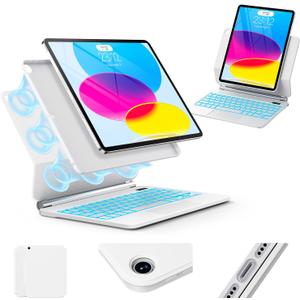 for iPad (A16) 11th/10th Generation Case with Keyboard  Magic-Style Magnetic  Floating Cantilever Stand - Multi-Touch Trackpad (White)