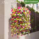 Serwalin Artificial Hanging Flowers for Outdoors UV Resistant, 4PCS Faux Morning Glory Fake Outdoor Flowers Realistic Silk Flower Plants for Outside Planter Front Door Porch Patio Yard Decor