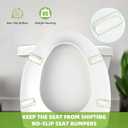Toilet Seat Elongated with Slow Close Hinges Compatible with TOTO/Kohler/Gerber/American Standard, Universal Oval Fit, Four Bumpers Never Loosen, Two Sets Toilet Bolts and Nuts, Cotton White