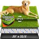 Hompet Dog Grass Pad with Tray Large, 35"x22.5", 2 Reusable Artificial Turf for Dogs Potty, Waterproof Non-Slip Washable Pee Pads, Quickly Absorbency Portable Dog Litter Box for Indoor/Outdoor Use