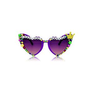 YOGFIT Mardi Gras Beads Sunglasses for Women Men, Mardi Gras Party Outfit Accessories Heart Sunglasses for Women 