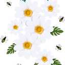 19 Pcs Daisy Bee Cutout Bulletin Board Decorations Daisy Paper Flower Wall Decor Bee Party Supplies 13 Flowers with Leaves 6 Bee Cutouts Decorations for Birthday Bridal Wedding Classroom Craft (White)