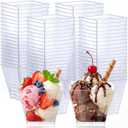 Zubebe 100 Pack 3.5 oz Square Plastic Cups, Appetizer Dessert Cups Clear Plastic Disposable Small Tumbler for Ice Cream, Fruit Puddings, Desserts, Appetizers Summer Wedding Party Catering Supplies