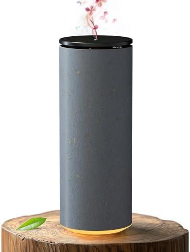 Cooper Bliss Waterless Diffuser for Essential Oils, Pure Aroma Zero Water, Cordless 10-hr Battery Operated Oil Diffuser Machine, Adjustable Scent & Timer, Ambient Light, 100% Bio-Fiber Wood (Grey)