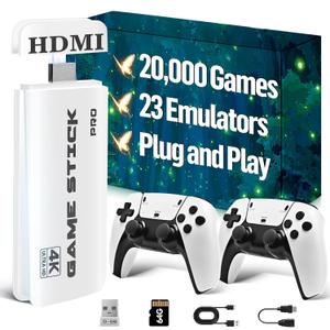 2026 Retro Gaming Console, Game Stick Pro with 20,000+ Classic Titles and 23 Emulators, Plug & Play Retro Game Console 4K HDMI Output with Dual 2.4G Controllers 64G