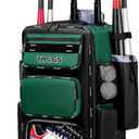 Rolling Baseball Bag,Wheeled Softball Bag with Fence Hook for TBall Bat & Equipment,Lightweight Baseball Bat Bag with Shoe Compartment (Green)
