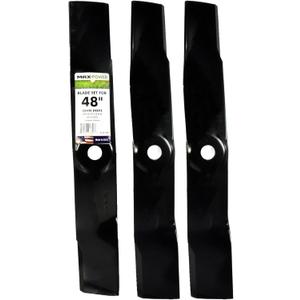 3 Blade Set for Many 48 in. Cut John Deere Mowers Replaces OEM #'s M127500 and M145476, Black