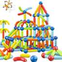 Toddler Magnetic Blocks Building Toys, Kids Montessori Toys for 3 4 5+ Year Old Girls Boys, Educational Magnetic Sticks and Balls Learning Stem Preschool Toys, Construction Sensory Toys Birthday Gifts