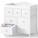 BOLUO Changing Table Dresser with Storage, Baby Dresser with Changing Table Top Diaper Changing Station with 7 Fabric Drawers for Nursery Modern