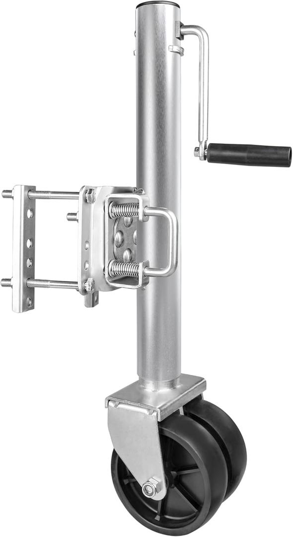 MaxxHaul 70149 Trailer Jack with 11-1/2" Lift, Swing-Back Design, Side Wind Handle & Dual 6" Wheels 1500 lbs Capacity, Bolt-On for Utility & Boat Trailers
