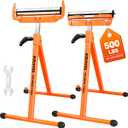 2-Pack Folding Roller Stands, 250 LBS Load Capacity Per Stand, 28–43.5" Adjustable Height, Stable Support for Table Saw Outfeed & Woodworking